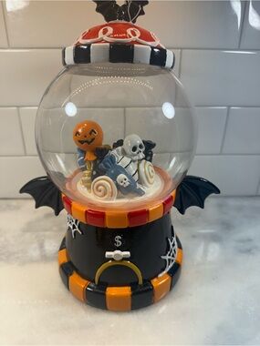 🧡🖤NWT Candy Corn Lane Faux Halloween Themed Gumball Machine Table Top Decor